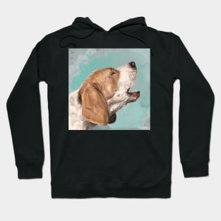 Painting of a Gorgeous Beagle Barking towards the Sky Hoodie